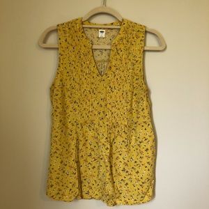 EUC Yellow Floral Sleeveless Blouse Size Small
